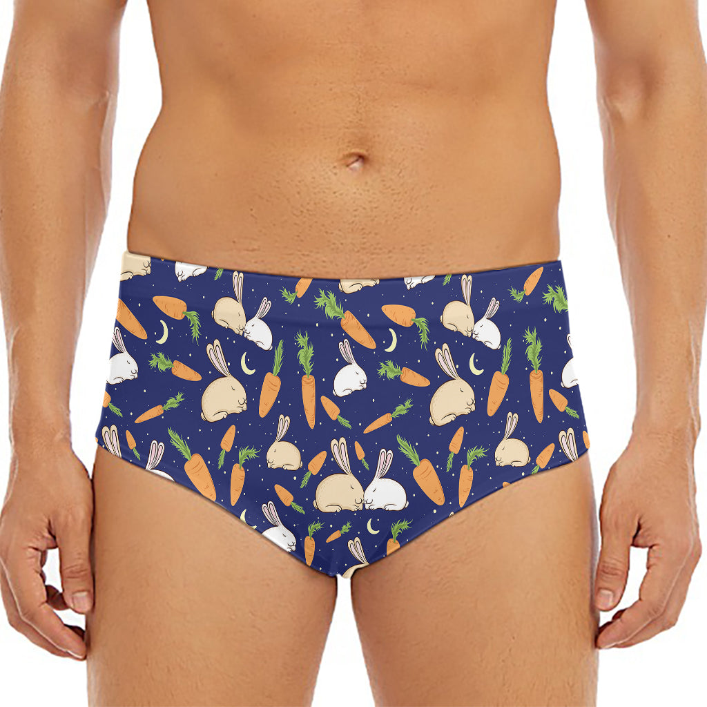 Carrot And Rabbit Pattern Print Men's Triangle Swim Briefs
