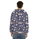 Carrot And Rabbit Pattern Print Men's Velvet Pullover Hoodie