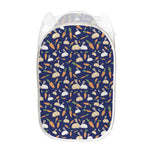 Carrot And Rabbit Pattern Print Mesh Laundry Hamper