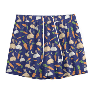 Carrot And Rabbit Pattern Print Mesh Shorts