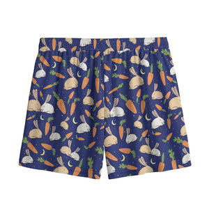 Carrot And Rabbit Pattern Print Mesh Shorts