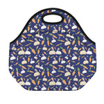 Carrot And Rabbit Pattern Print Neoprene Lunch Bag