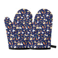 Carrot And Rabbit Pattern Print Oven Mitts