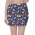 Carrot And Rabbit Pattern Print Pencil Mini Skirt