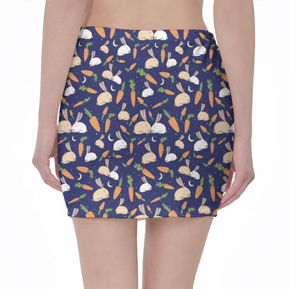 Carrot And Rabbit Pattern Print Pencil Mini Skirt