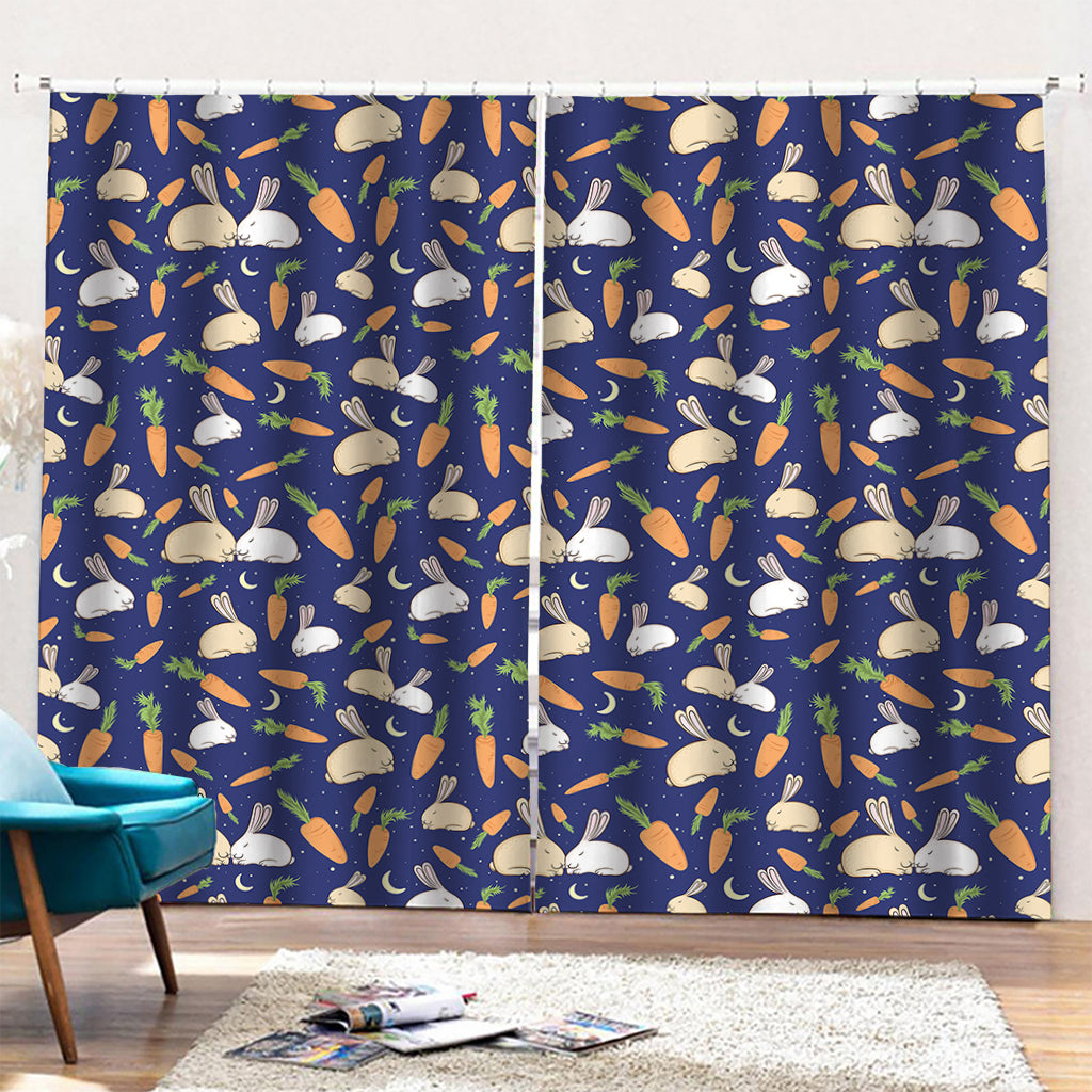 Carrot And Rabbit Pattern Print Pencil Pleat Curtains