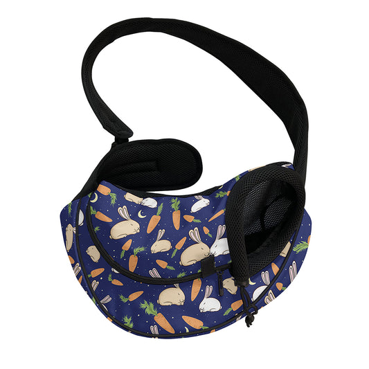 Carrot And Rabbit Pattern Print Pet Sling Carrier