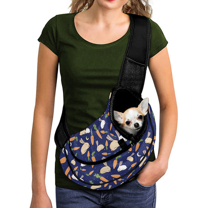 Carrot And Rabbit Pattern Print Pet Sling Carrier