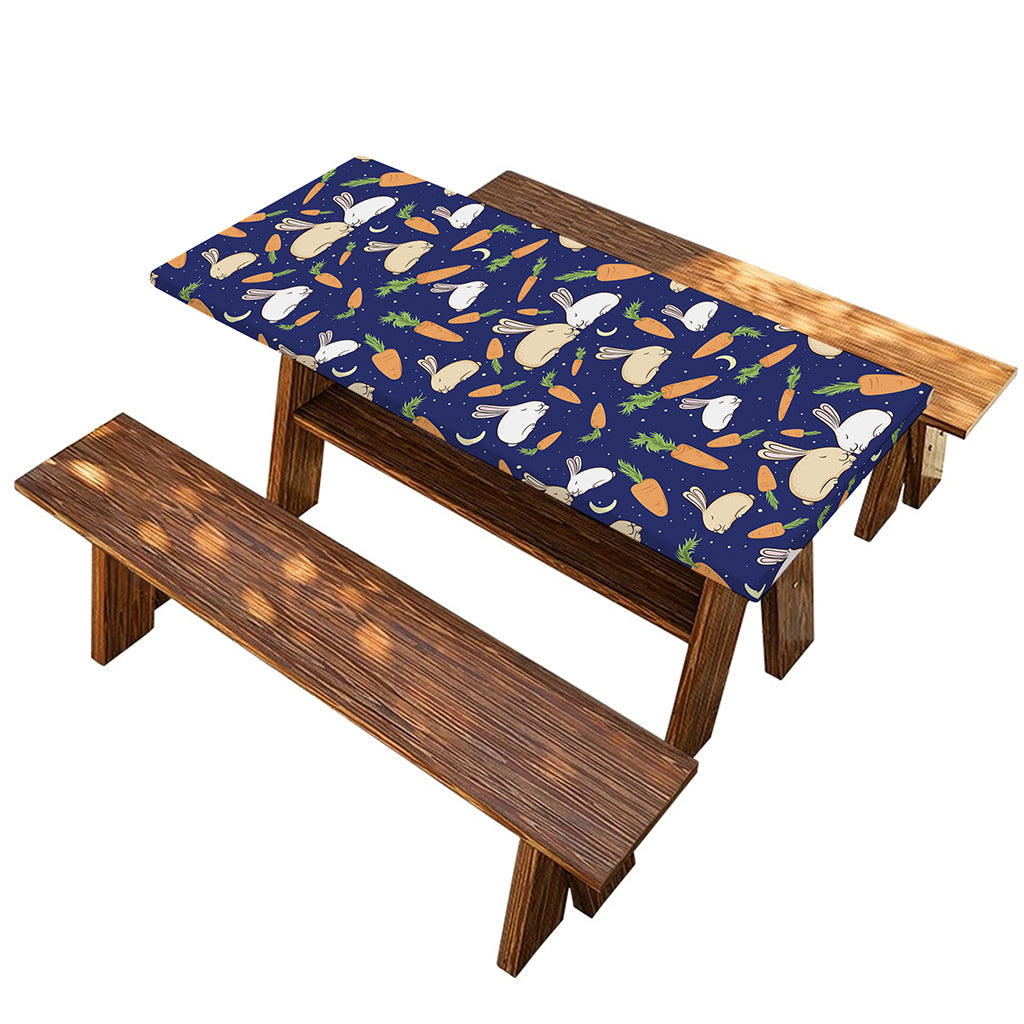 Carrot And Rabbit Pattern Print Picnic Table Cover