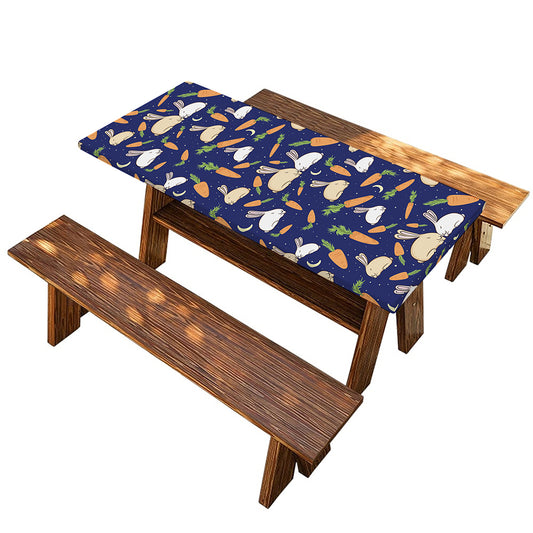 Carrot And Rabbit Pattern Print Picnic Table Cover
