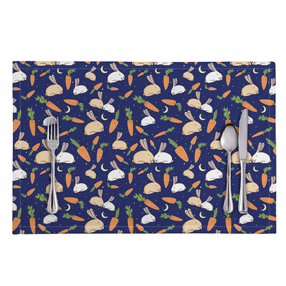 Carrot And Rabbit Pattern Print Placemat