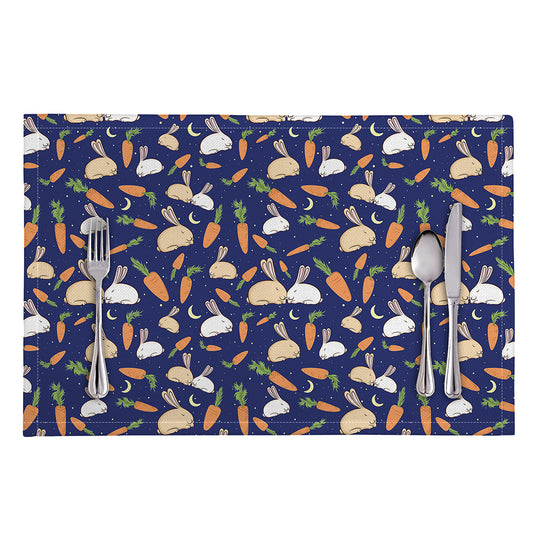 Carrot And Rabbit Pattern Print Placemat