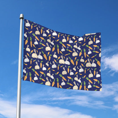 Carrot And Rabbit Pattern Print Polyester Flag