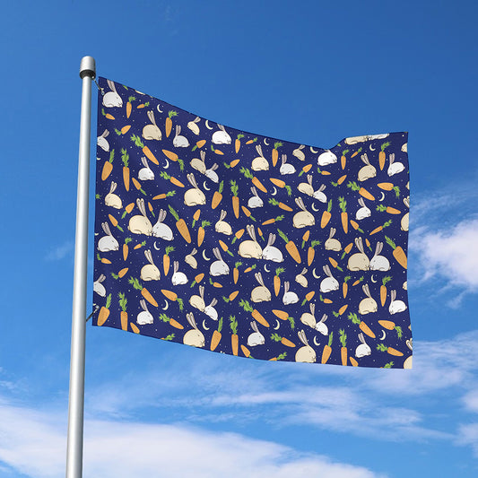 Carrot And Rabbit Pattern Print Polyester Flag