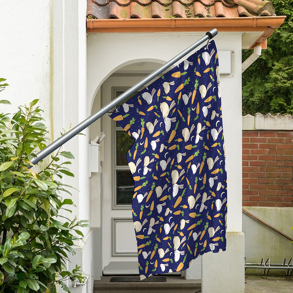 Carrot And Rabbit Pattern Print Polyester Flag