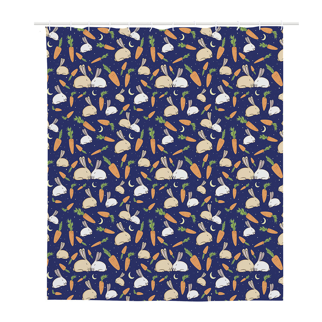 Carrot And Rabbit Pattern Print Polyester Shower Curtain
