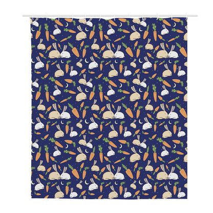 Carrot And Rabbit Pattern Print Polyester Shower Curtain