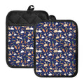 Carrot And Rabbit Pattern Print Pot Holders With Pocket