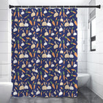 Carrot And Rabbit Pattern Print Premium Shower Curtain