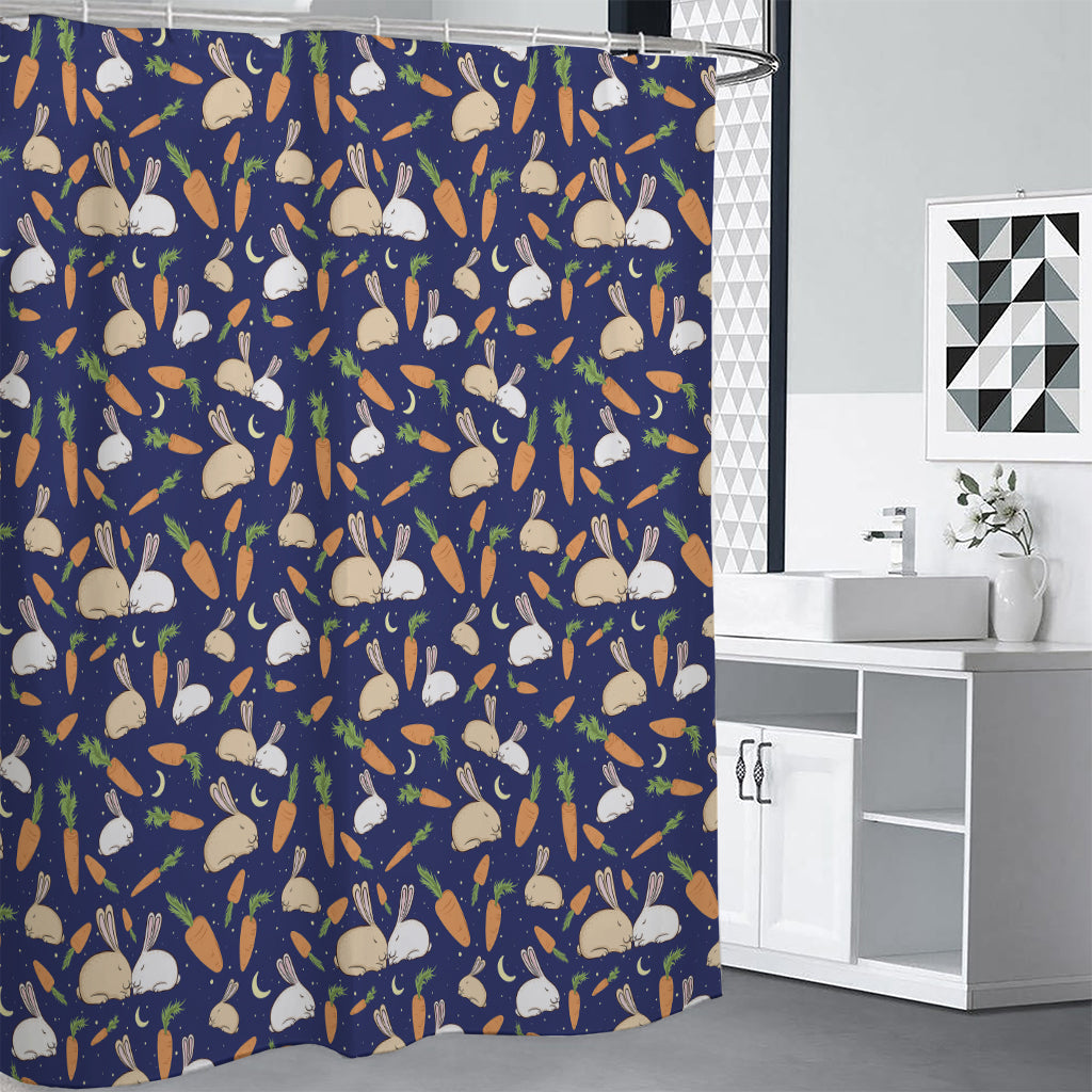 Carrot And Rabbit Pattern Print Premium Shower Curtain