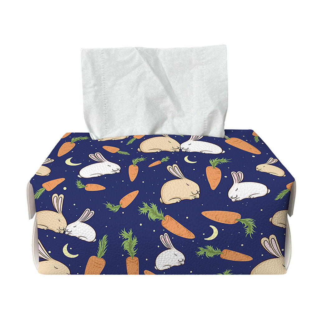 Carrot And Rabbit Pattern Print Rectangle Tissue Box Cover