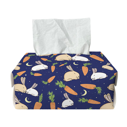 Carrot And Rabbit Pattern Print Rectangle Tissue Box Cover