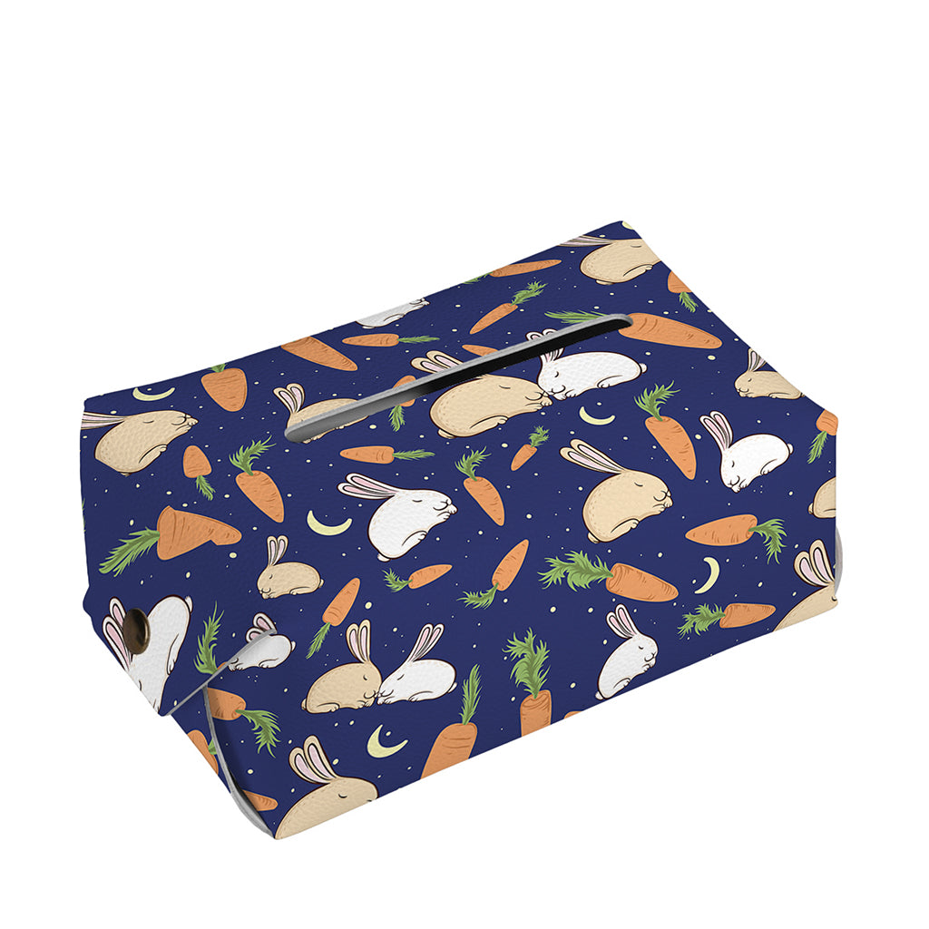 Carrot And Rabbit Pattern Print Rectangle Tissue Box Cover