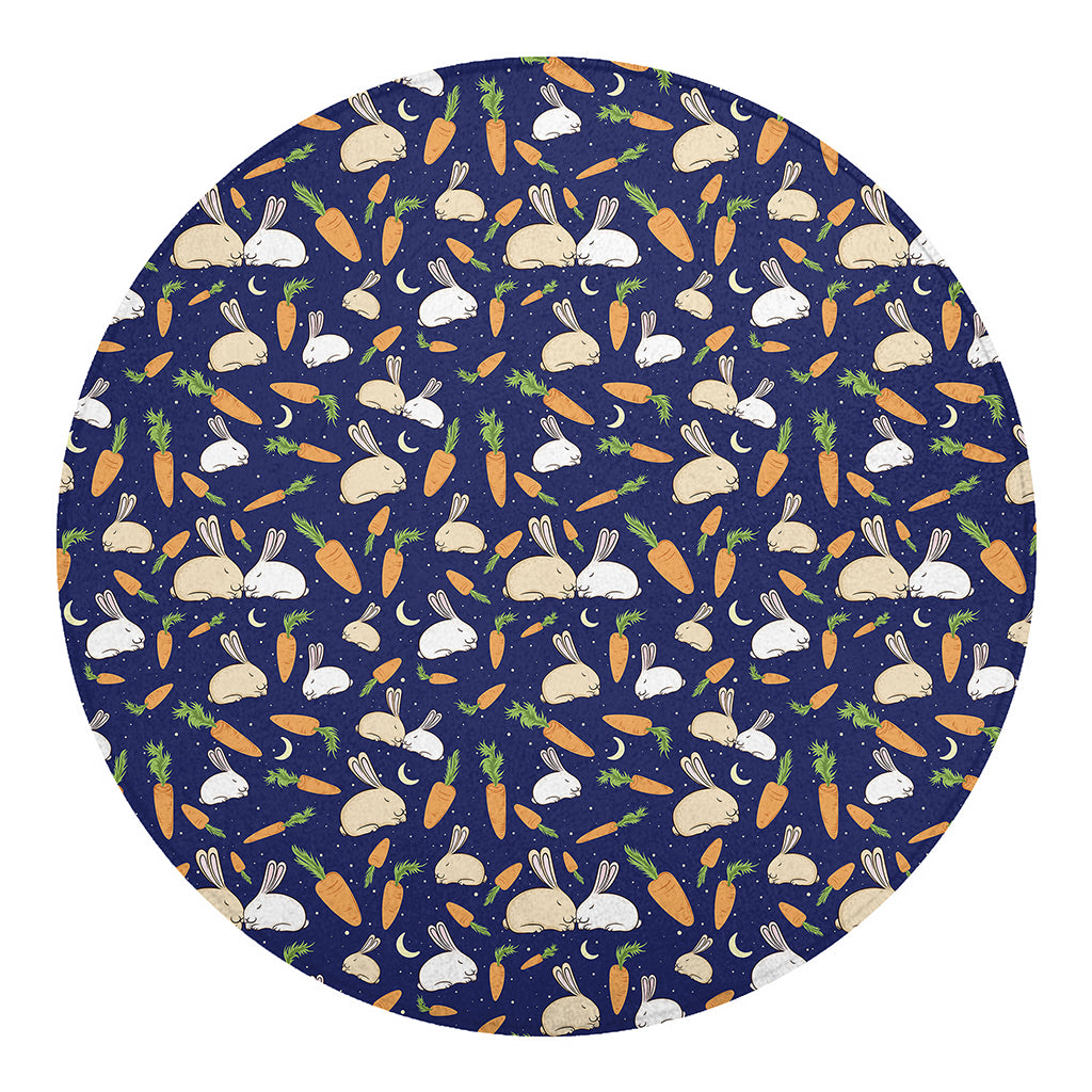 Carrot And Rabbit Pattern Print Round Blanket
