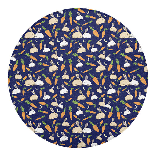 Carrot And Rabbit Pattern Print Round Blanket