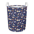 Carrot And Rabbit Pattern Print Round Laundry Basket
