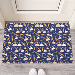 Carrot And Rabbit Pattern Print Rubber Doormat