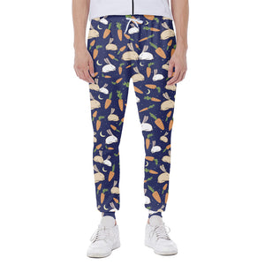 Carrot And Rabbit Pattern Print Scuba Joggers