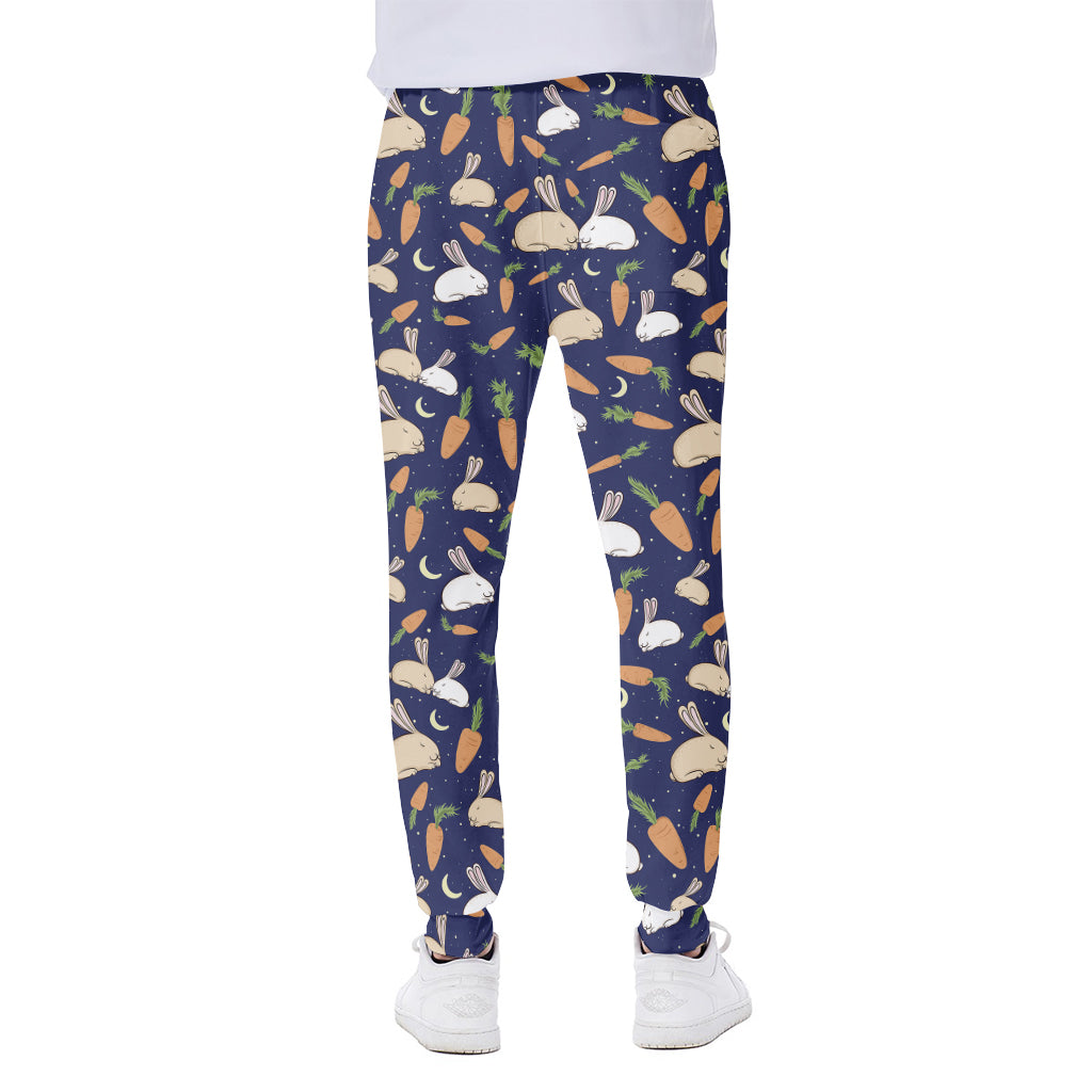 Carrot And Rabbit Pattern Print Scuba Joggers