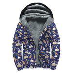 Carrot And Rabbit Pattern Print Sherpa Lined Zip Up Hoodie