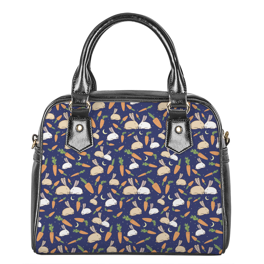 Carrot And Rabbit Pattern Print Shoulder Handbag