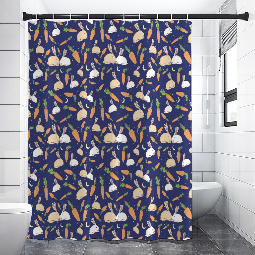 Carrot And Rabbit Pattern Print Shower Curtain