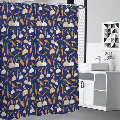 Carrot And Rabbit Pattern Print Shower Curtain