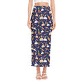 Carrot And Rabbit Pattern Print Side Slit Maxi Skirt