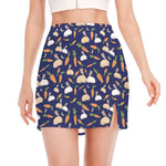 Carrot And Rabbit Pattern Print Side Slit Mini Skirt