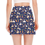 Carrot And Rabbit Pattern Print Side Slit Mini Skirt