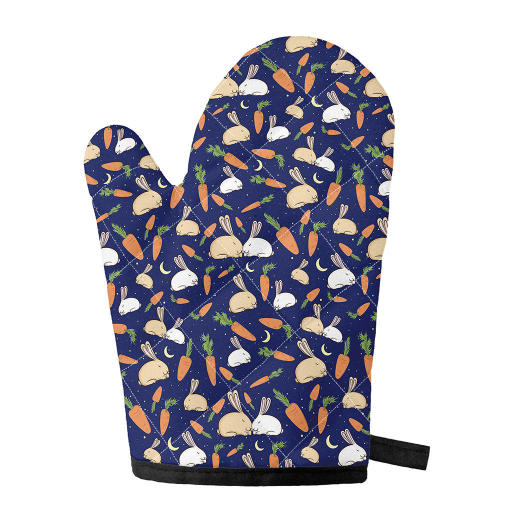 Carrot And Rabbit Pattern Print Single Oven Mitt