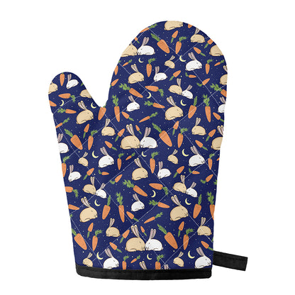 Carrot And Rabbit Pattern Print Single Oven Mitt