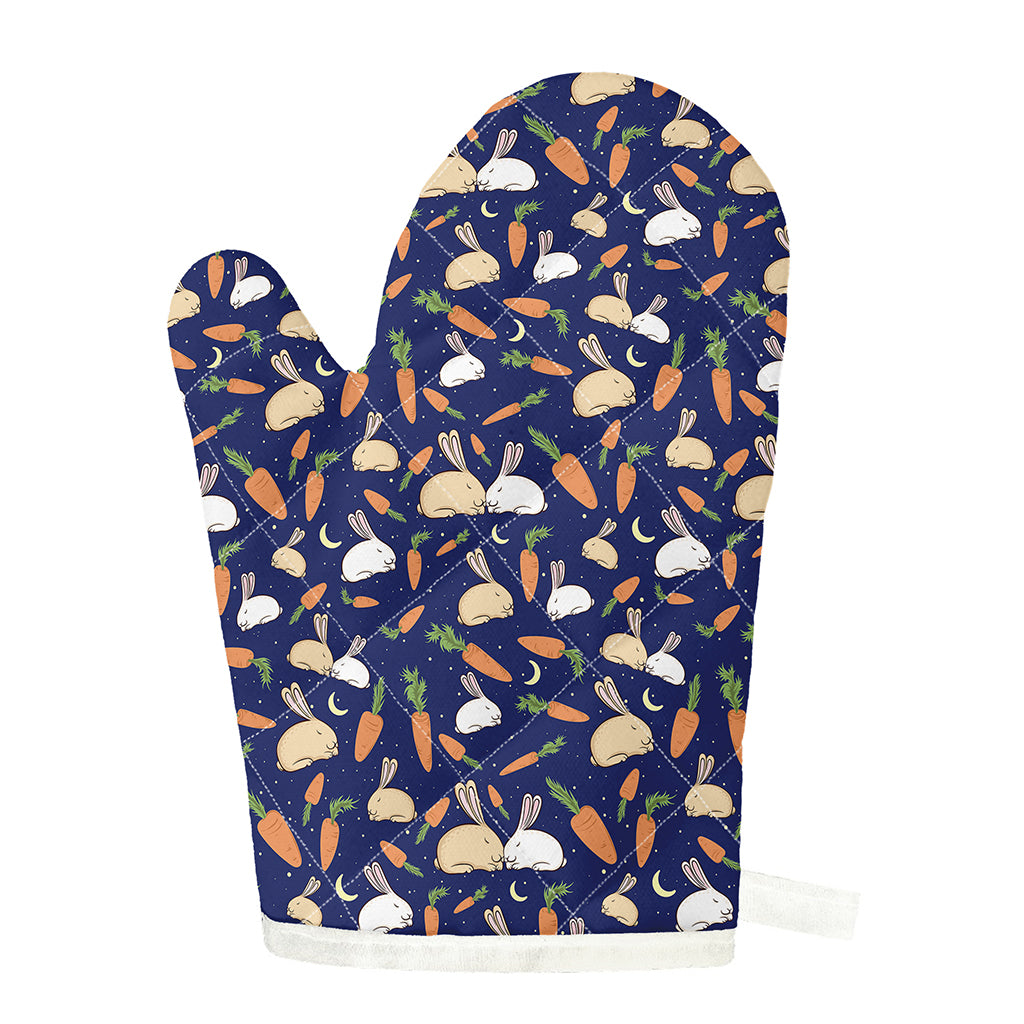 Carrot And Rabbit Pattern Print Single Oven Mitt