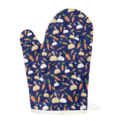 Carrot And Rabbit Pattern Print Single Oven Mitt