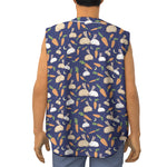 Carrot And Rabbit Pattern Print Sleeveless Baseball Jersey