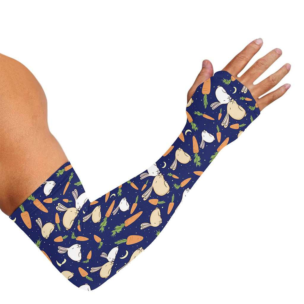 Carrot And Rabbit Pattern Print Sun Protection Arm Sleeves