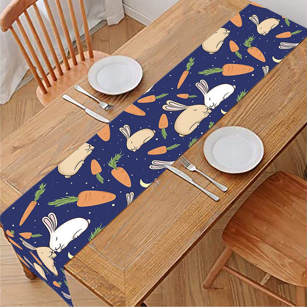 Carrot And Rabbit Pattern Print Table Runner