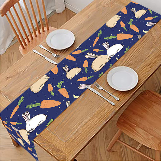 Carrot And Rabbit Pattern Print Table Runner