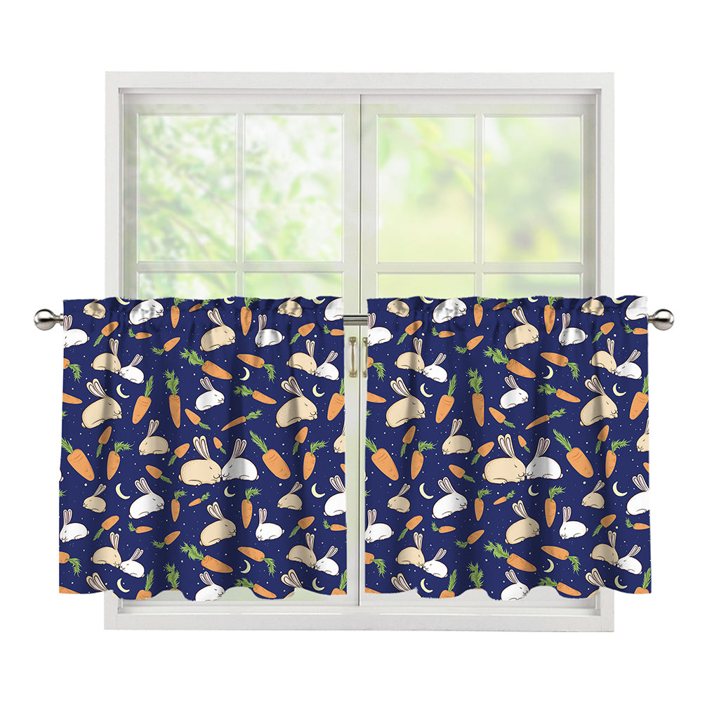 Carrot And Rabbit Pattern Print Tier Curtains