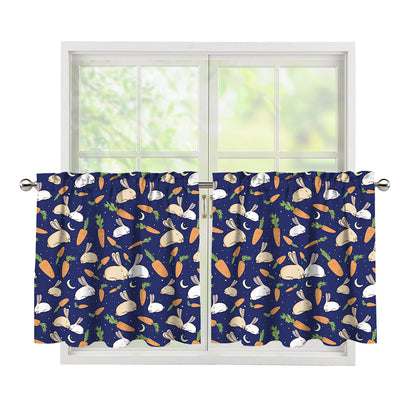Carrot And Rabbit Pattern Print Tier Curtains